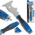 Scraper with profiled edges and bits