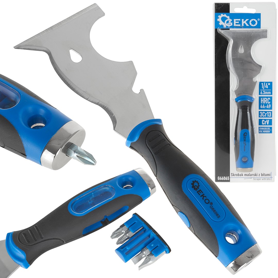 Scraper with profiled edges and bits