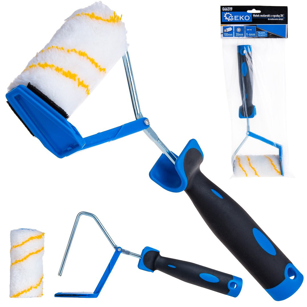 Edge paint roller with 2K roller frame - polyacrylic, 10 cm 30 mm