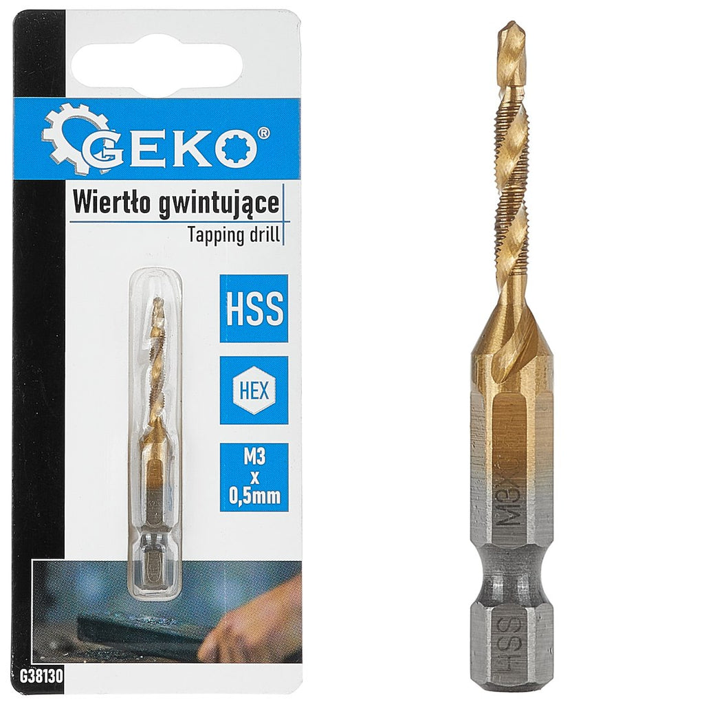 HSS M3 x 0.5 mm tapping drill with HEX mount
