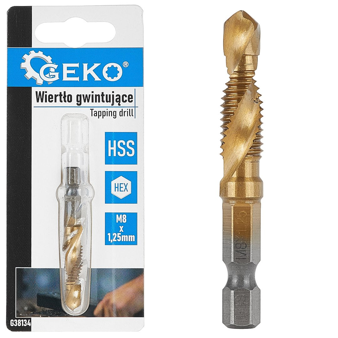 HSS M8 x 1.25 mm tapping drill with HEX mount