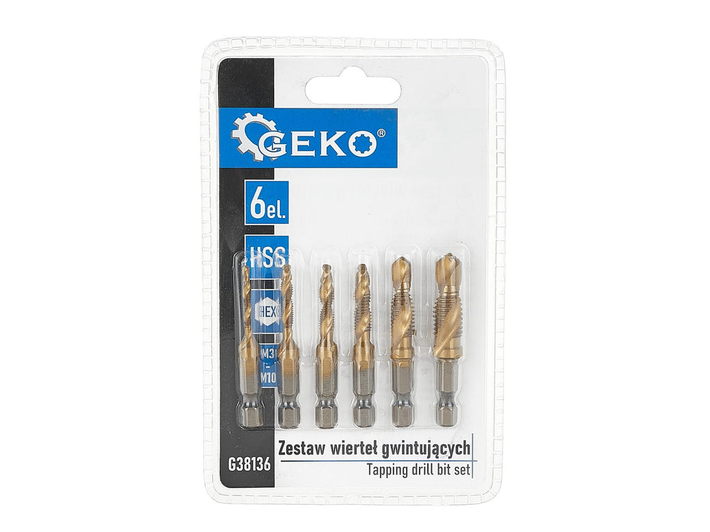 6 pcs HSS M3-M10 tapping drill bit set with HEX mount