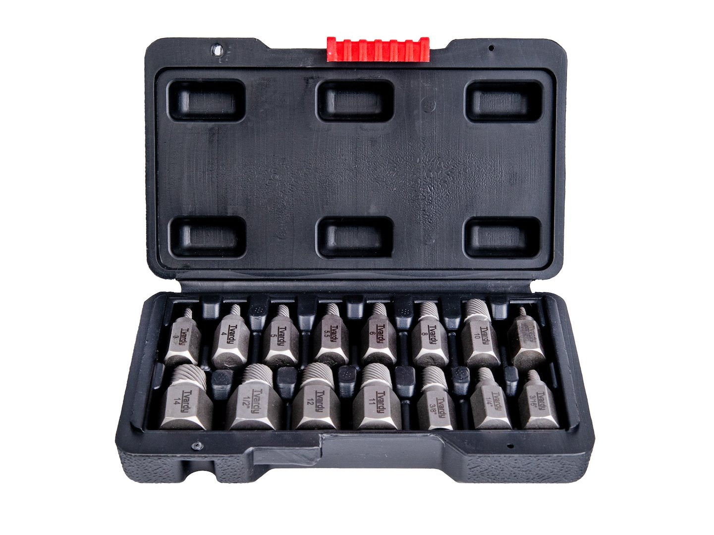 15-piece screw extractor set, Cr-Mo