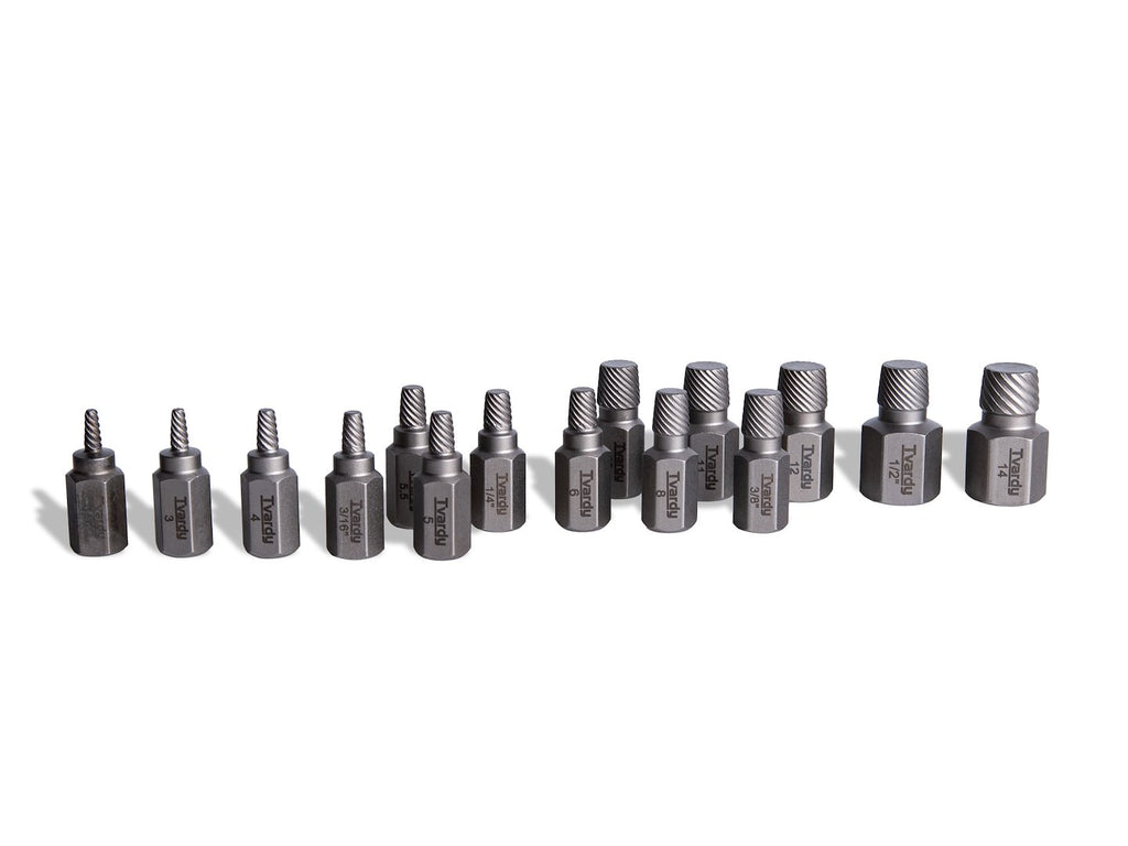 15-piece screw extractor set, Cr-Mo