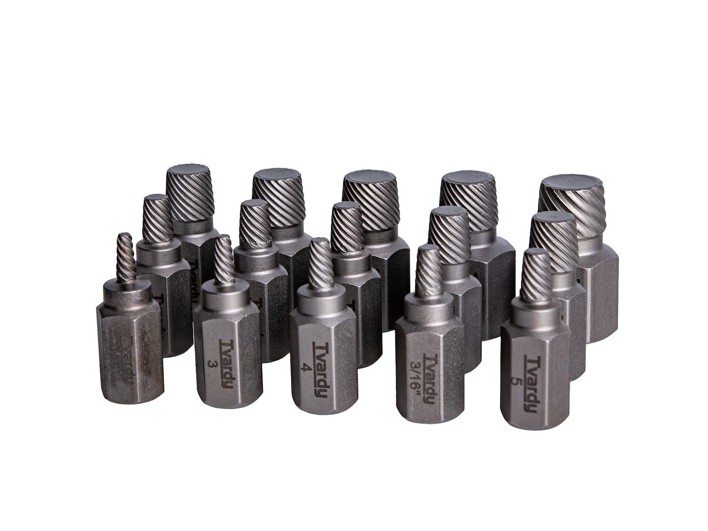 15-piece screw extractor set, Cr-Mo