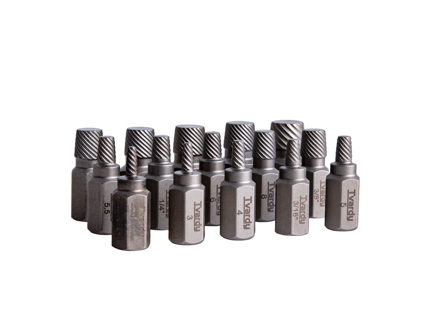 15-piece screw extractor set, Cr-Mo