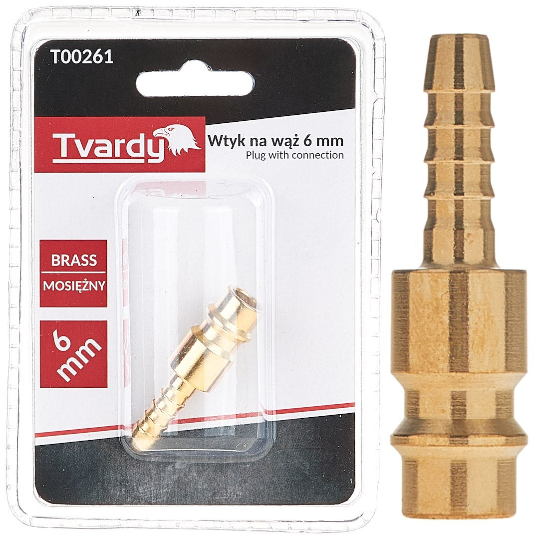 Brass male plug with 6 mm connection