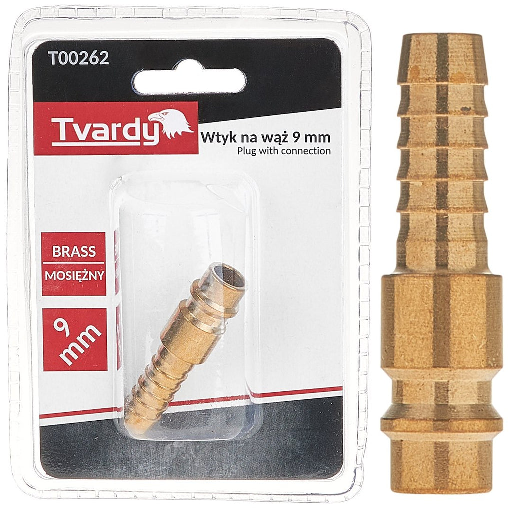 Brass male plug with 9 mm connection