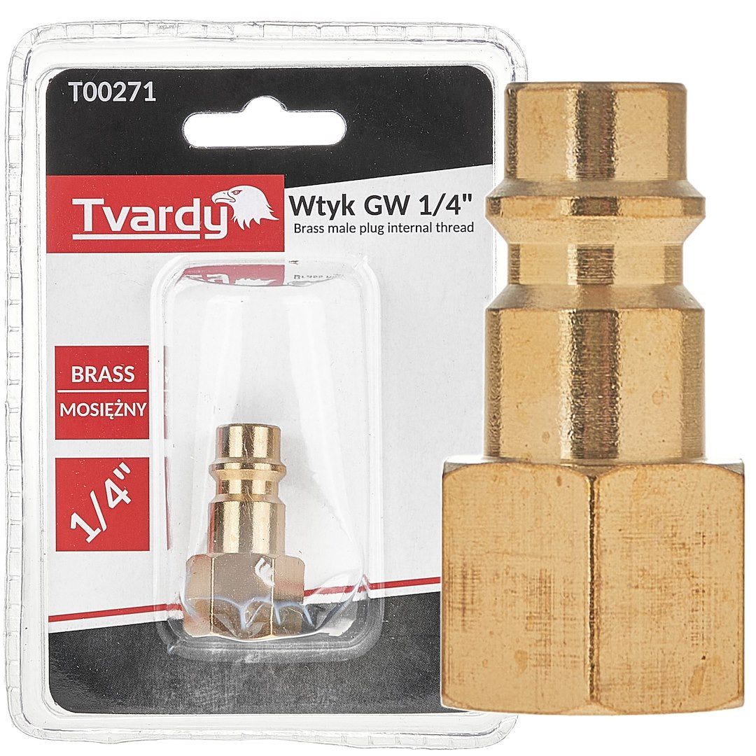 Brass male plug with 1/4" internal thread