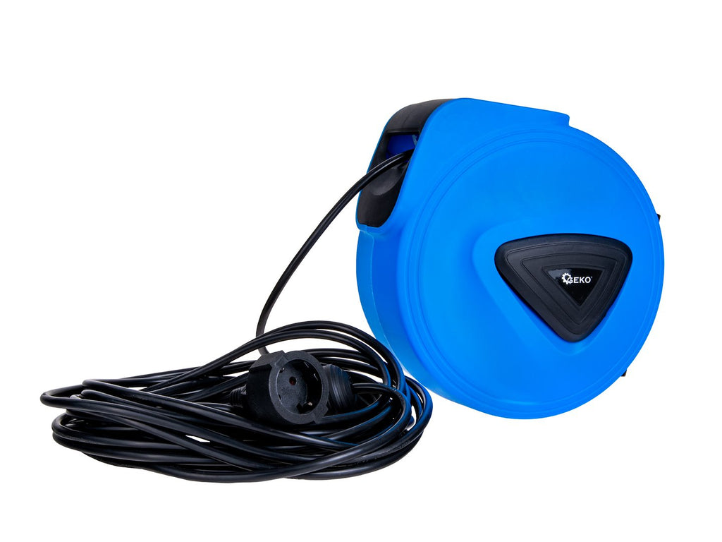 Electric extension cable with automatic reel and wall mount, 15 m + 1.5 m