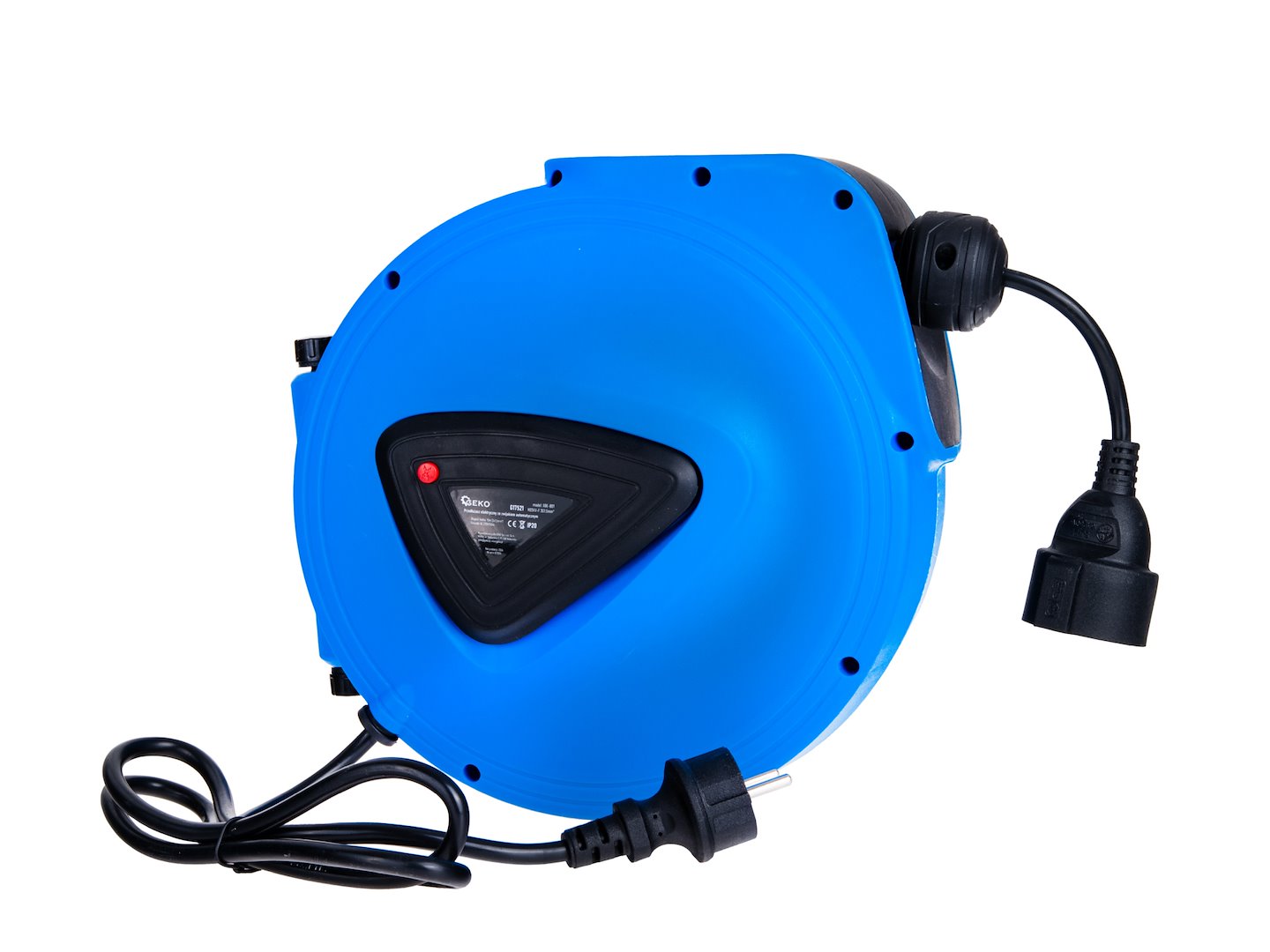 Electric extension cable with automatic reel and wall mount, 15 m + 1.5 m
