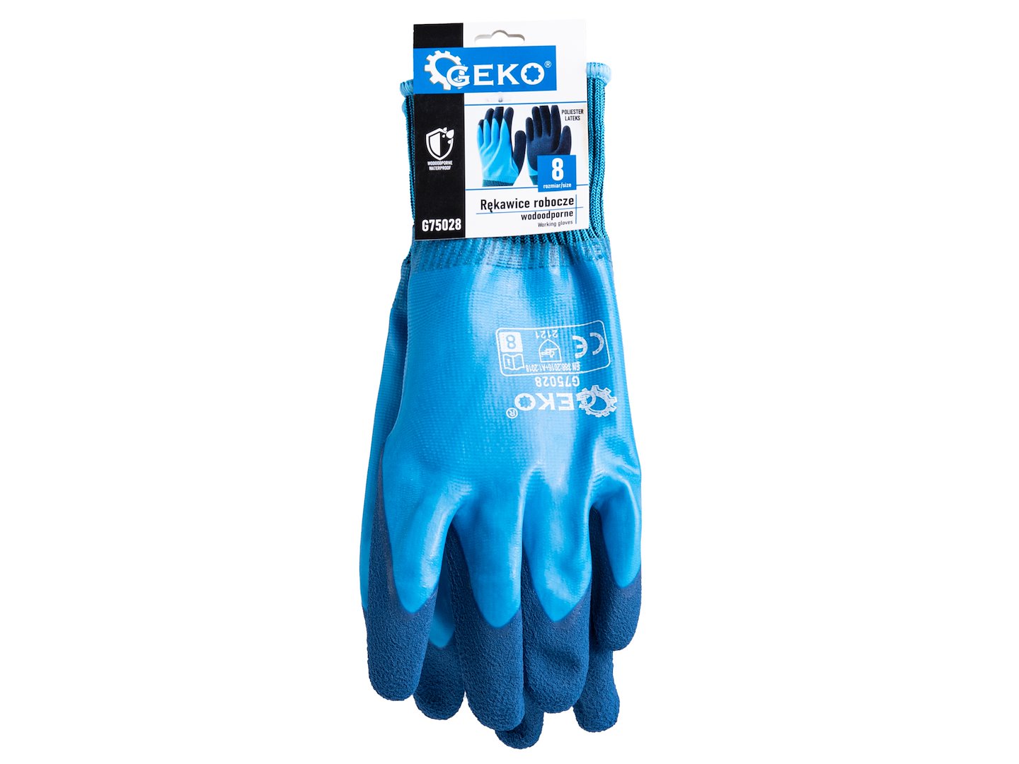 Waterproof work gloves, size 8 / polyester – latex / – Pack of 12