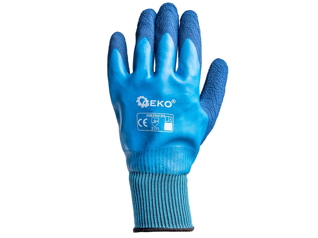 Waterproof work gloves, size 8 / polyester – latex / – Pack of 12