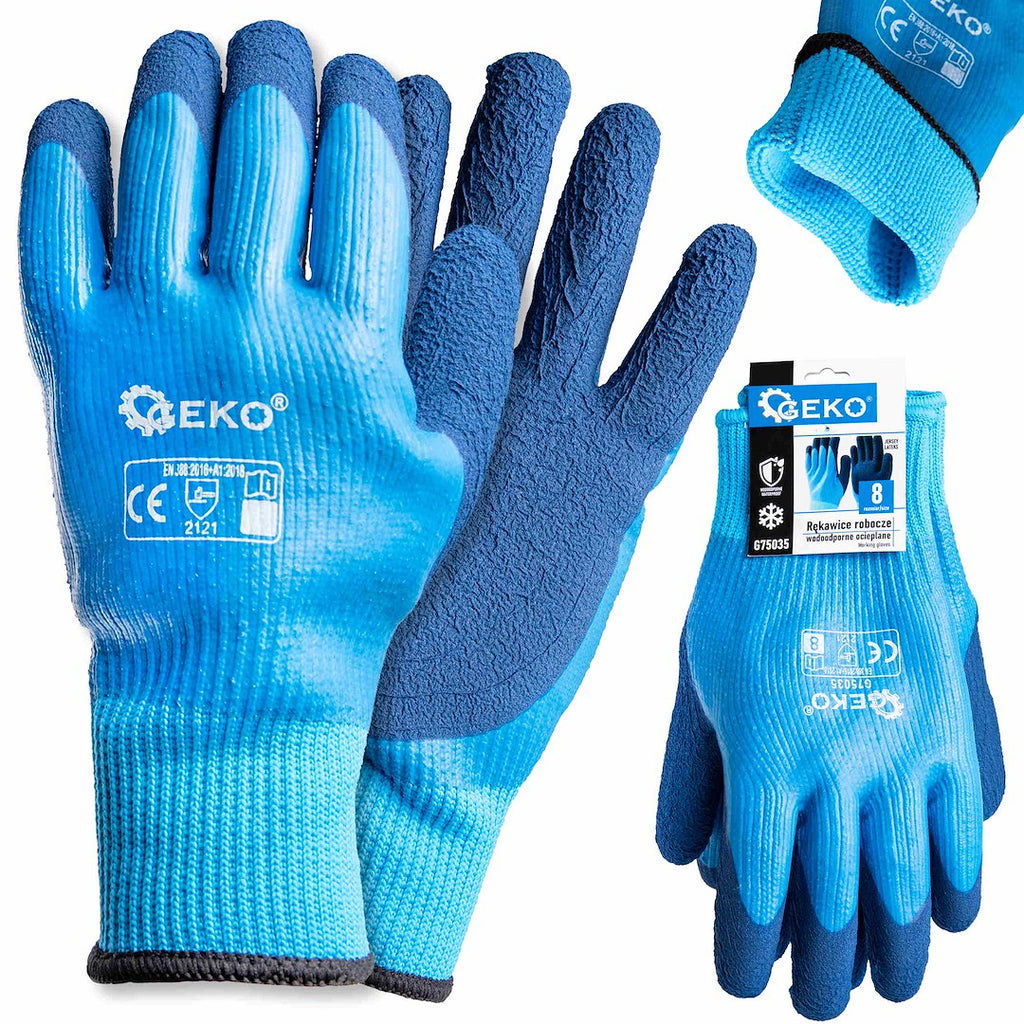 Waterproof thermal work gloves, size 8 (jersey – latex) – Pack of 12