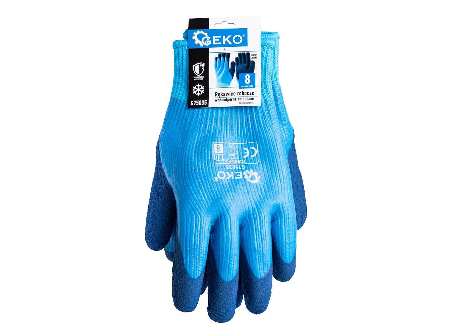 Waterproof thermal work gloves, size 8 (jersey – latex) – Pack of 12