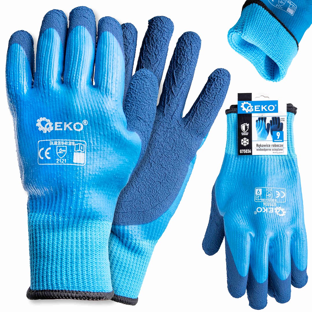 Waterproof thermal work gloves, size 9 — jersey / latex – Pack of 12