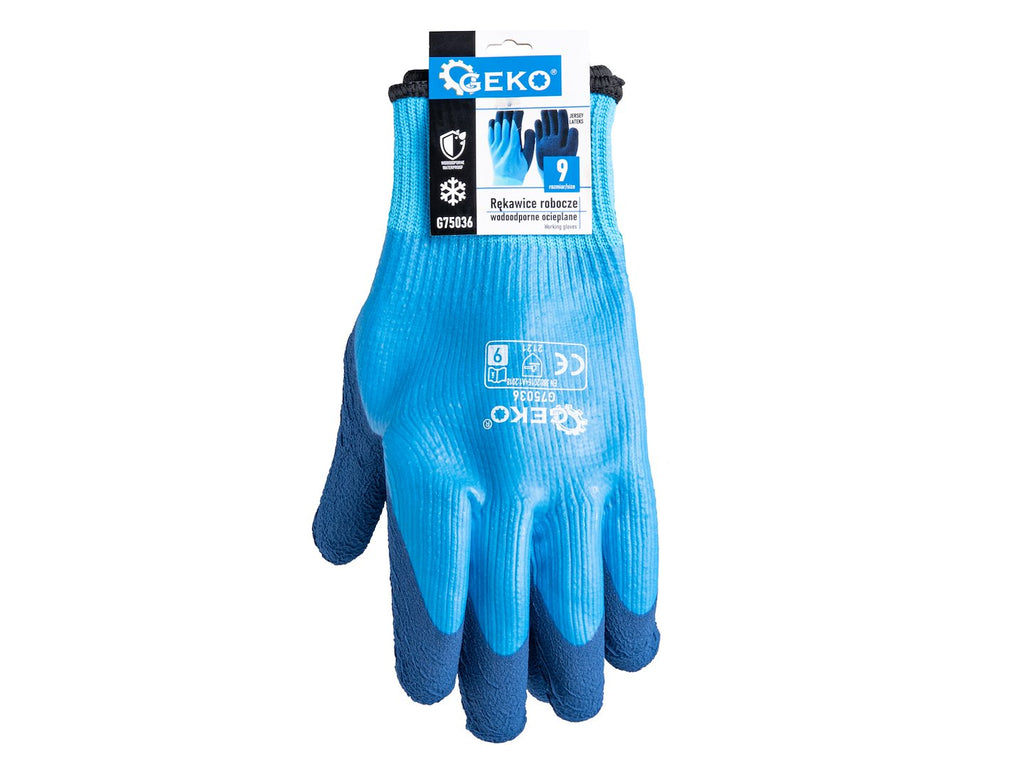 Waterproof thermal work gloves, size 9 — jersey / latex – Pack of 12