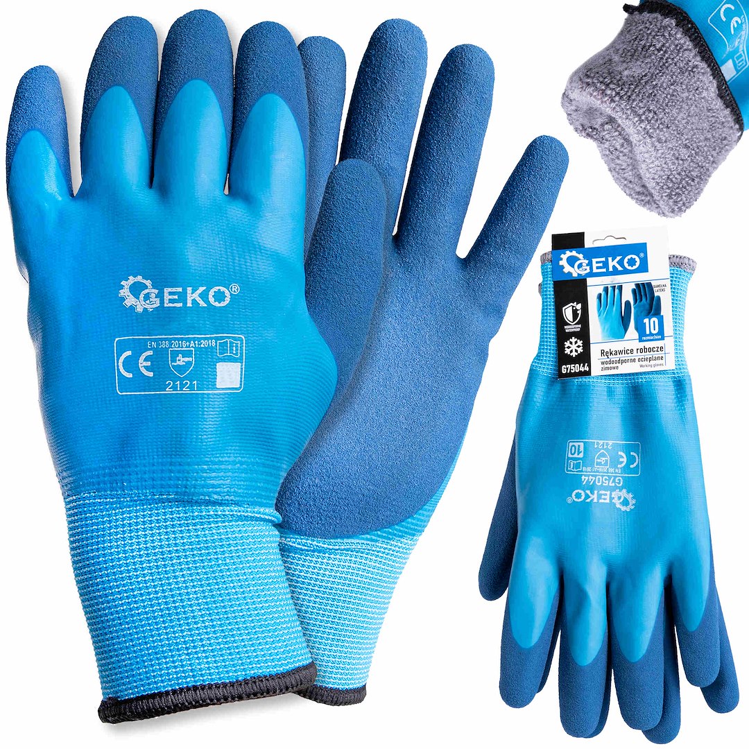 Waterproof thermal winter work gloves, size 10 (cotton - latex) – Pack of 12
