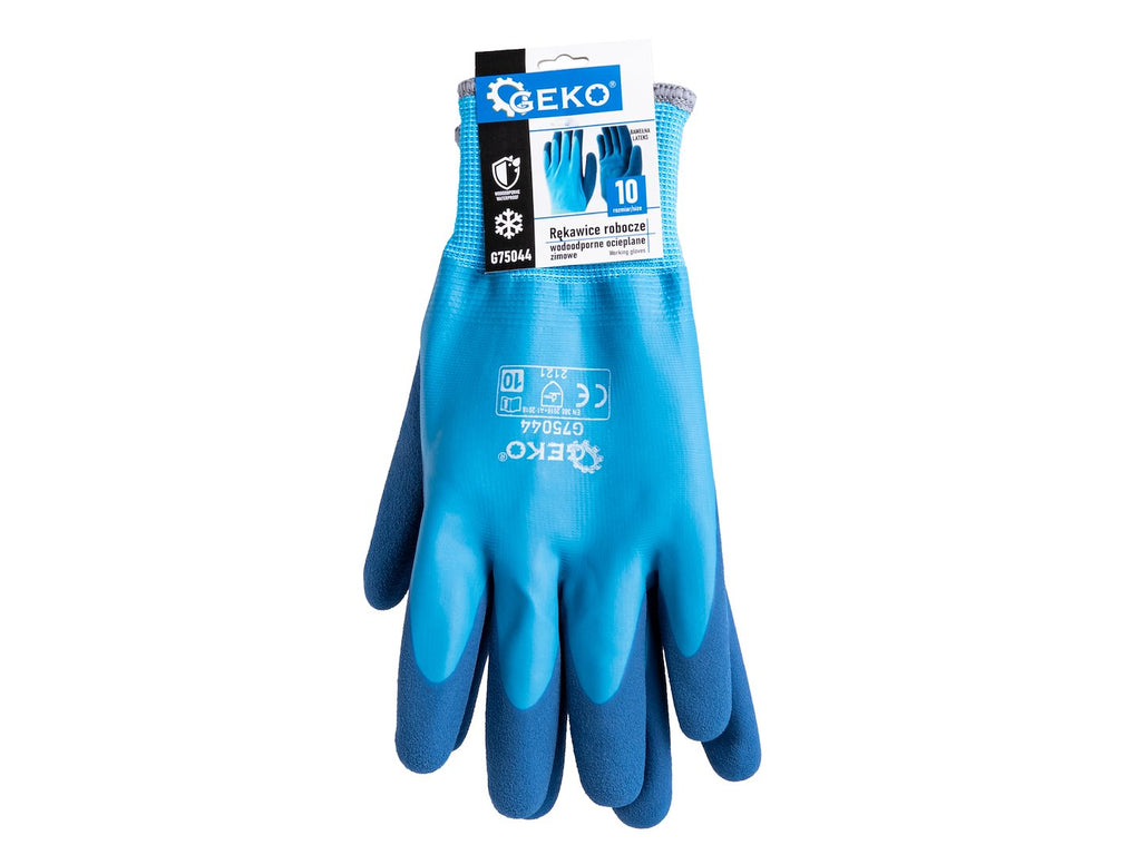 Waterproof thermal winter work gloves, size 10 (cotton - latex) – Pack of 12