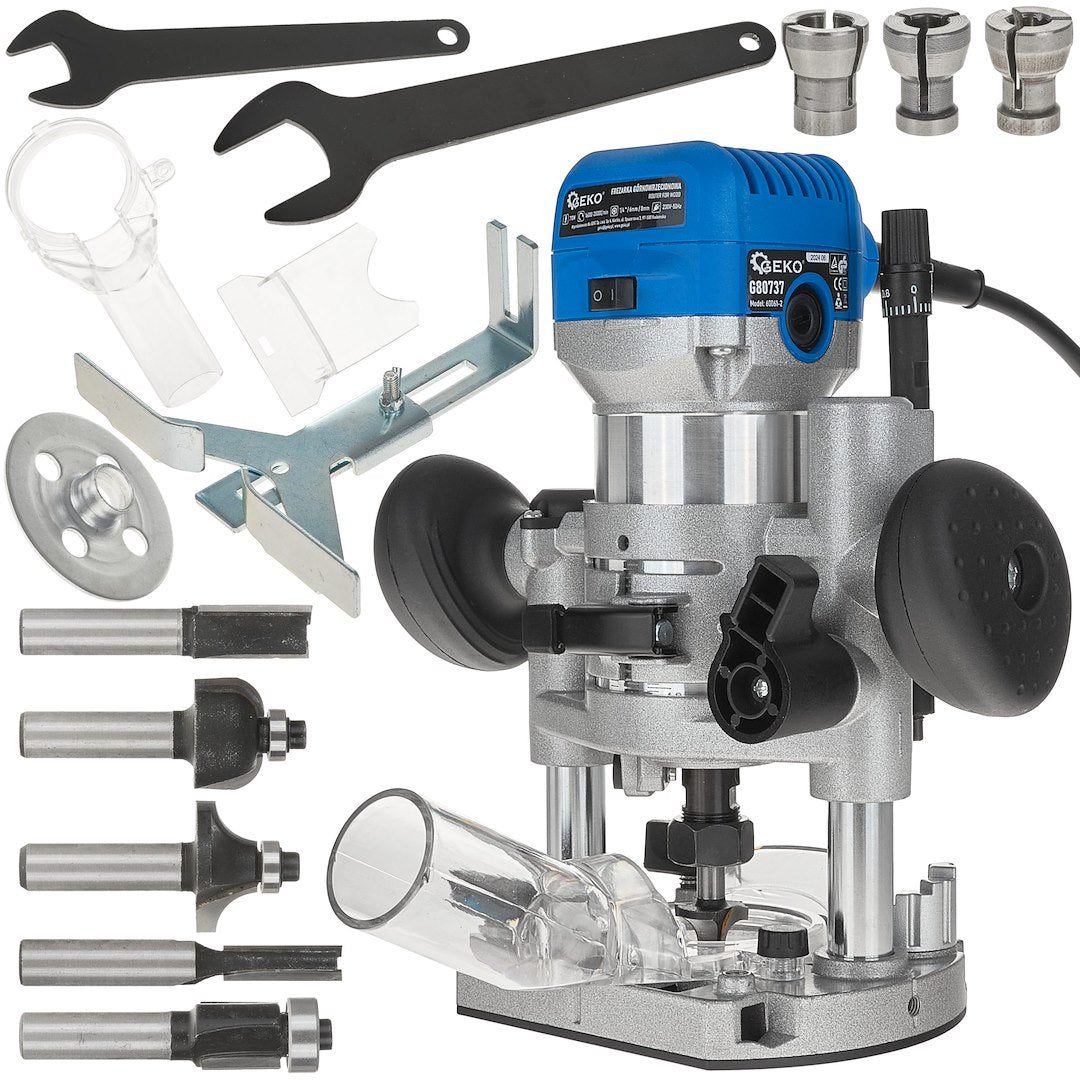 Wood router 710W with power adjustment and base