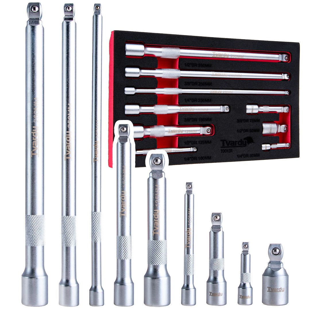 9 pcs wobble extension set 1/4" 3/8" 1/2" CrV