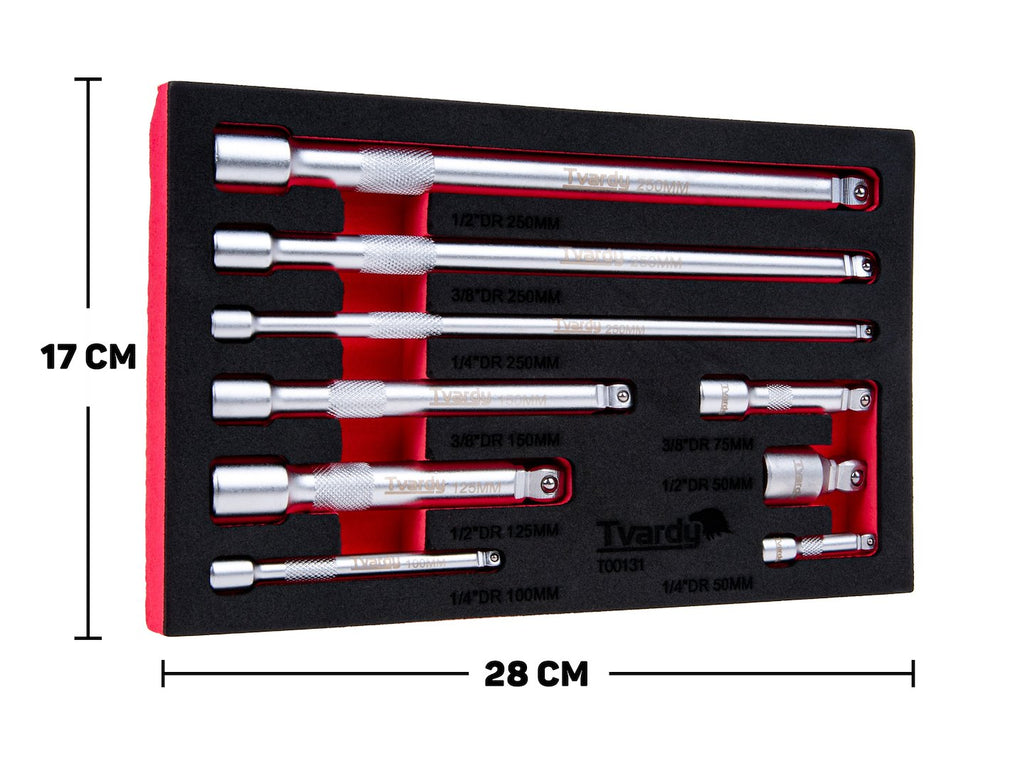 9 pcs wobble extension set 1/4" 3/8" 1/2" CrV
