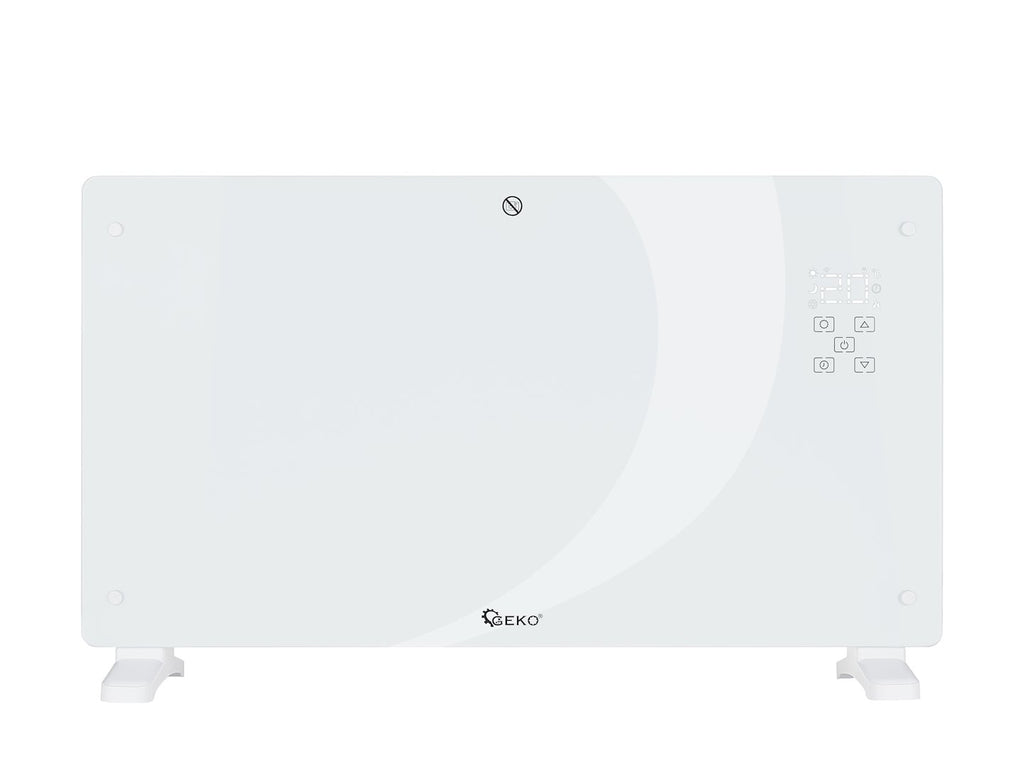 Glass convector heater with LCD, remote control and WiFi — 2500W (White)