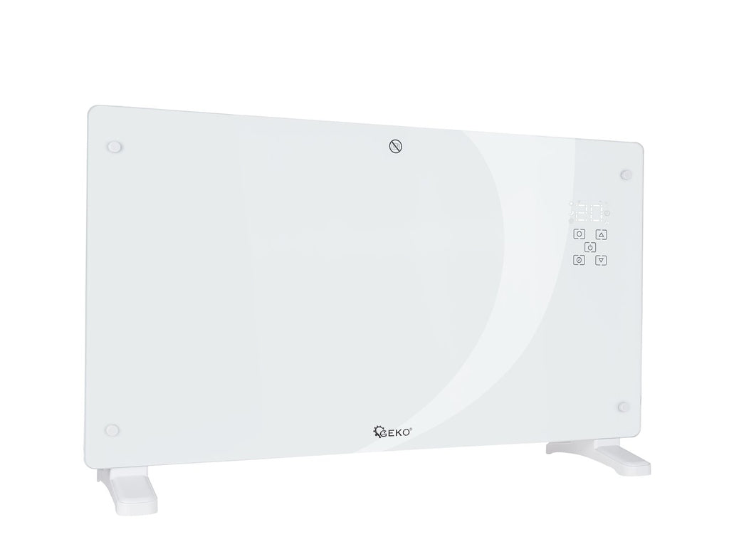 Glass convector heater with LCD, remote control and WiFi — 2500W (White)