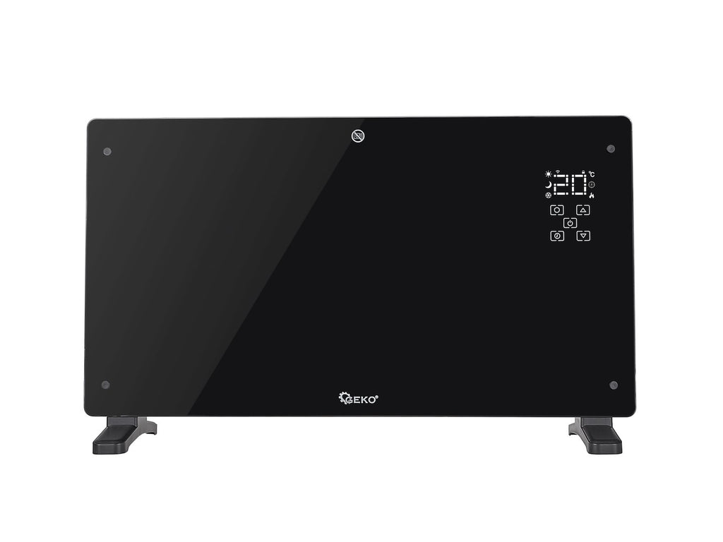 Glass convector heater with LCD, remote control and Wi‑Fi, 2500W (black)