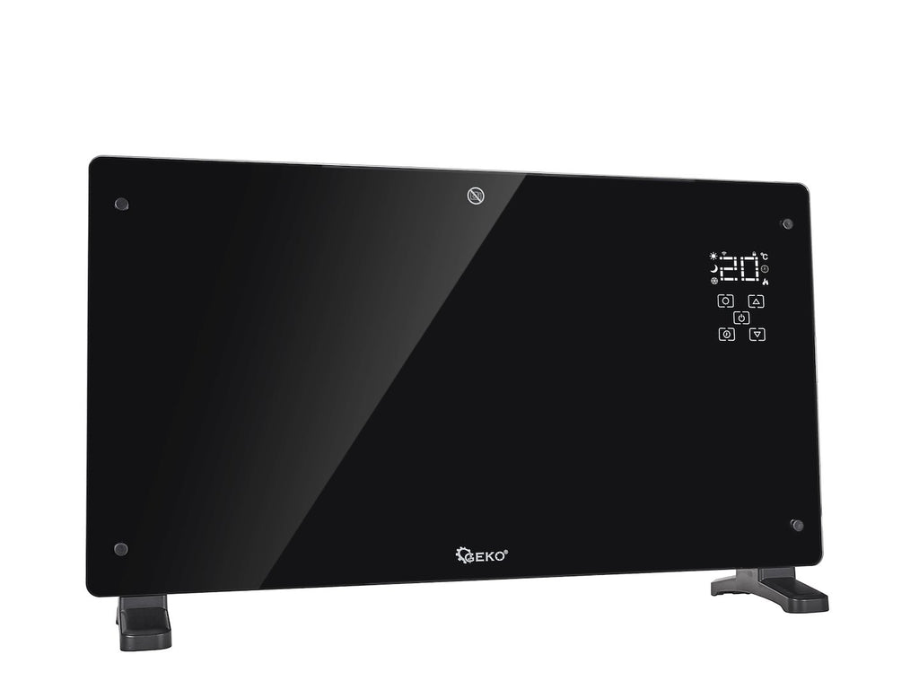 Glass convector heater with LCD, remote control and Wi‑Fi, 2500W (black)