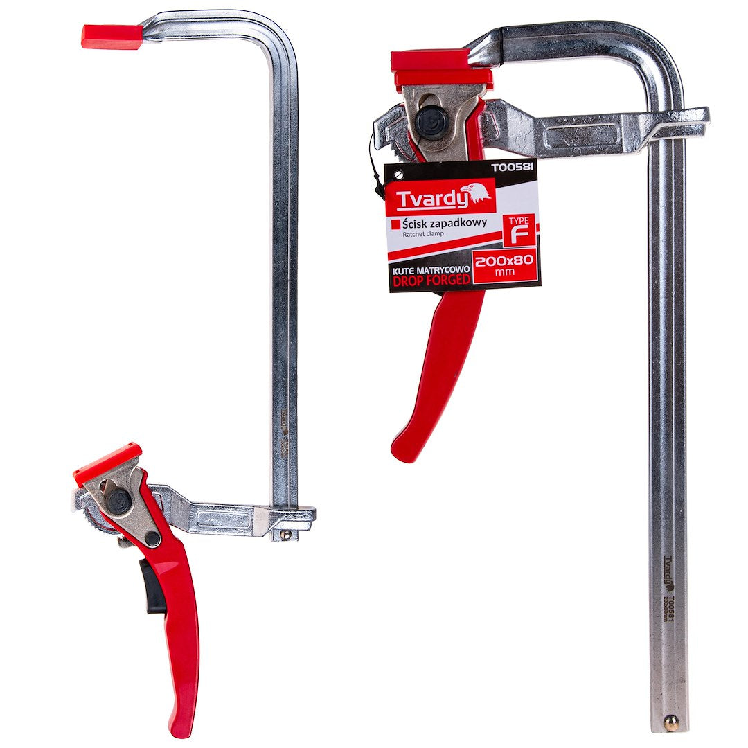 Forged F-type ratchet clamp 200 x 80 mm