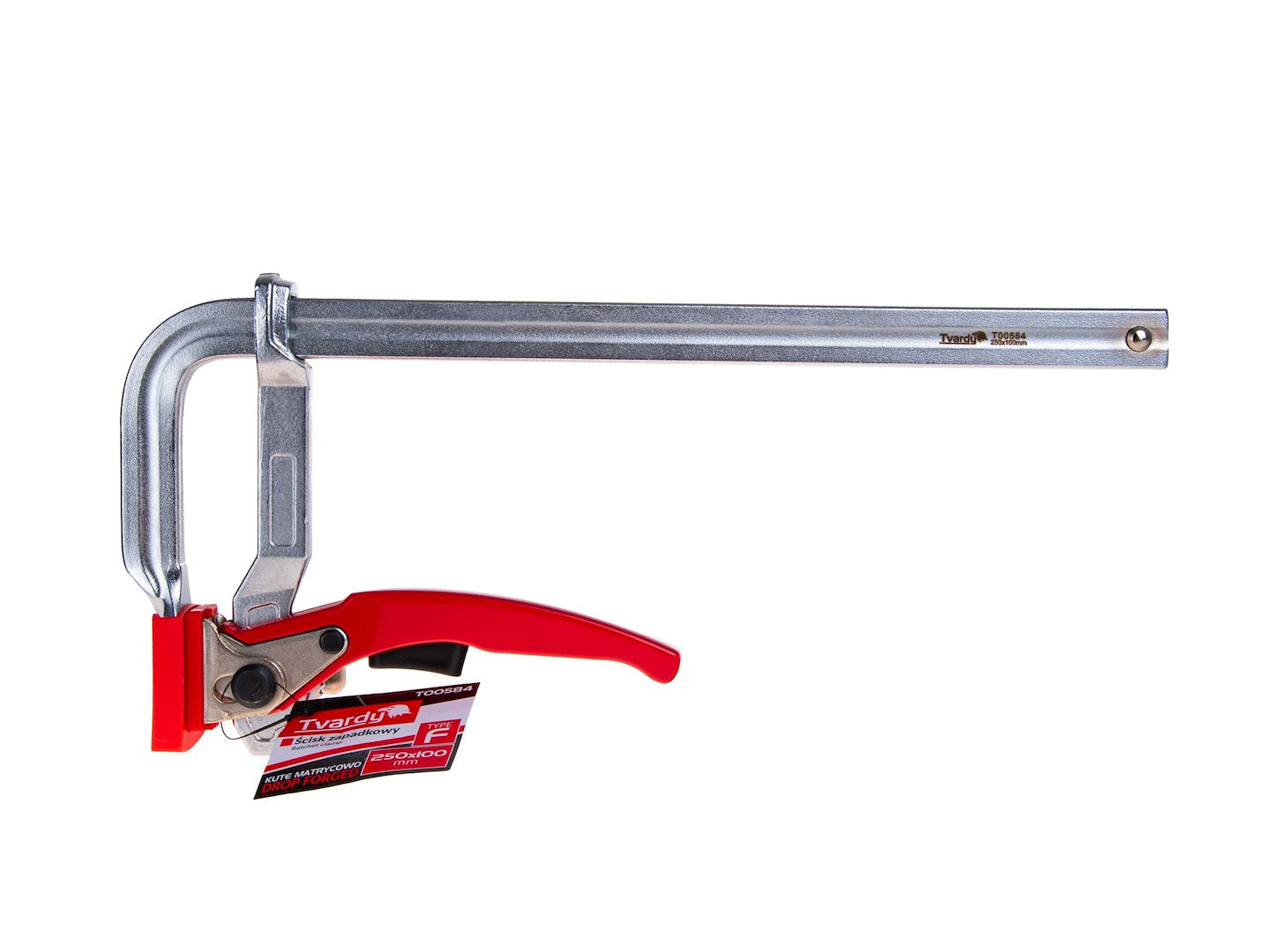 Forged F-type ratchet clamp, 250 x 100 mm