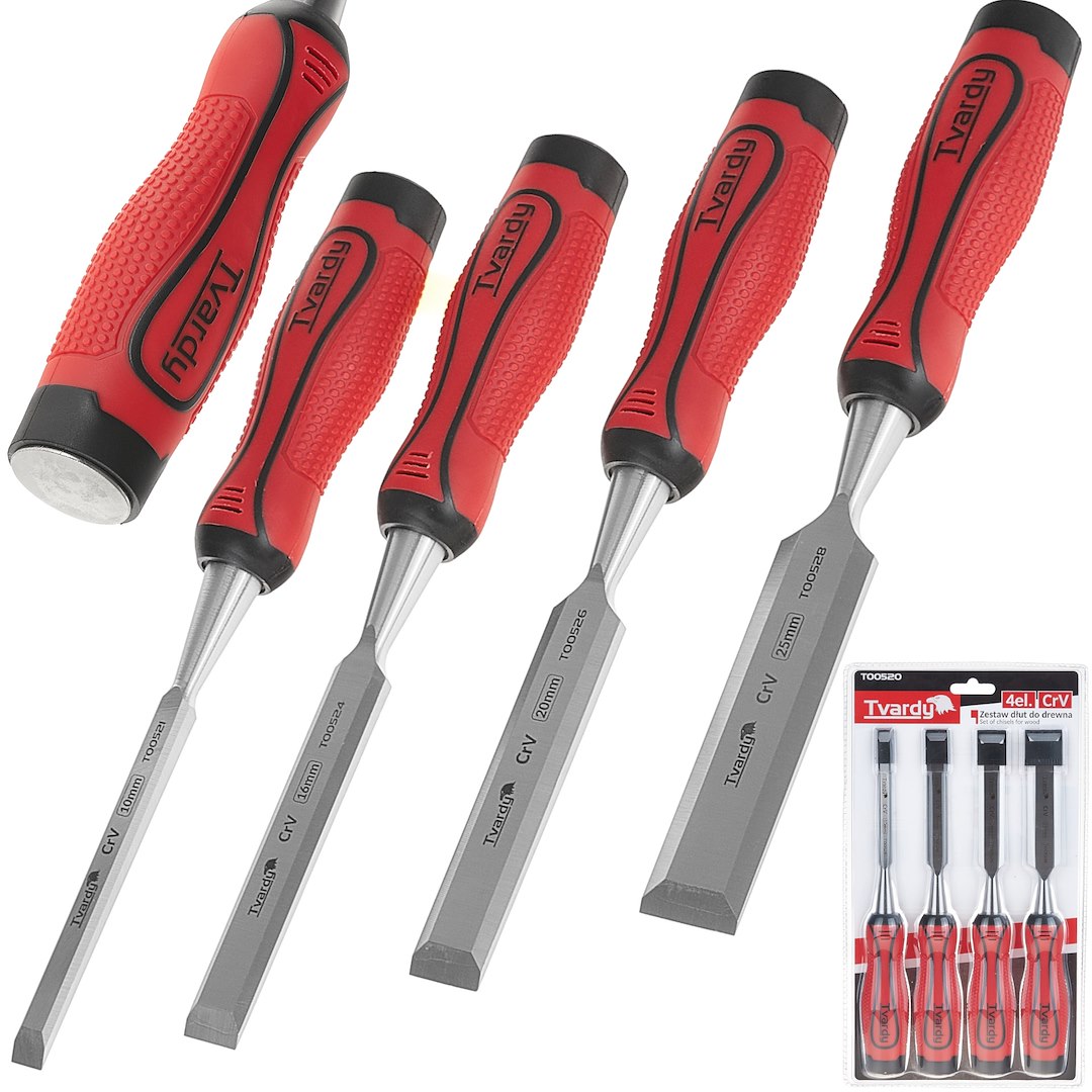 Set of CrV Flat Chisels for Wood, 4 pcs, 10-25 mm