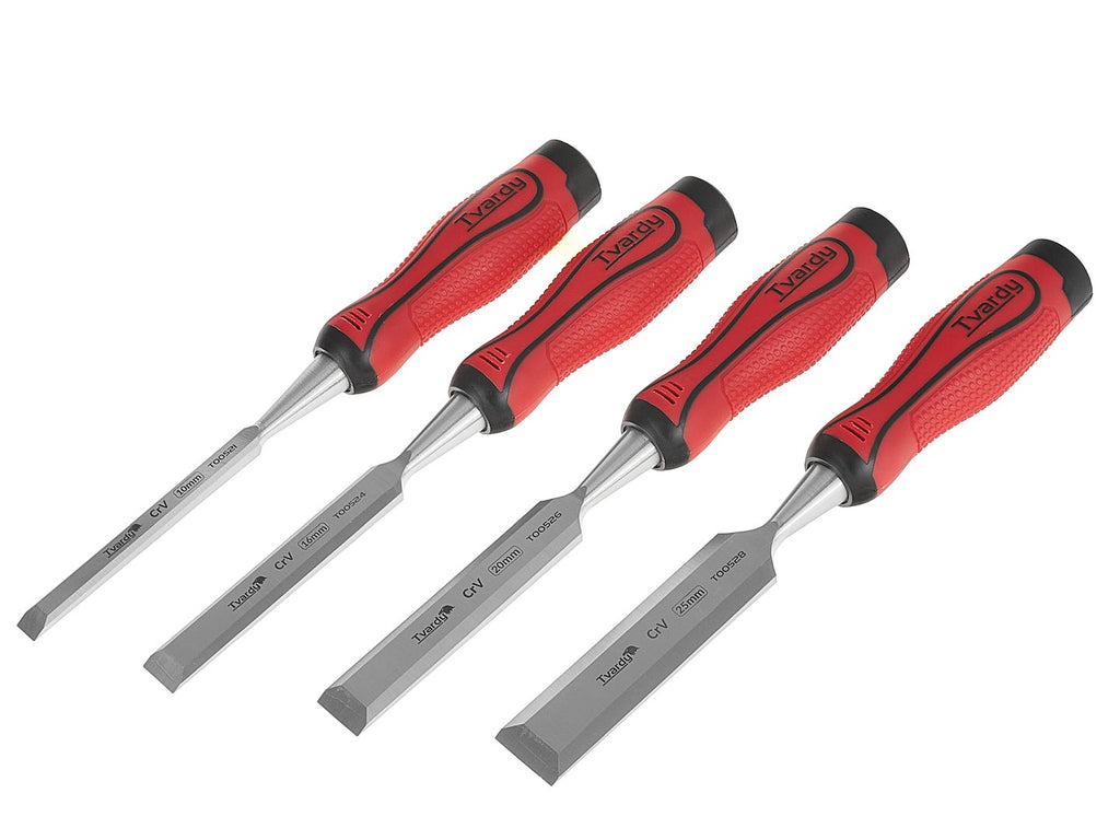 Set of CrV Flat Chisels for Wood, 4 pcs, 10-25 mm