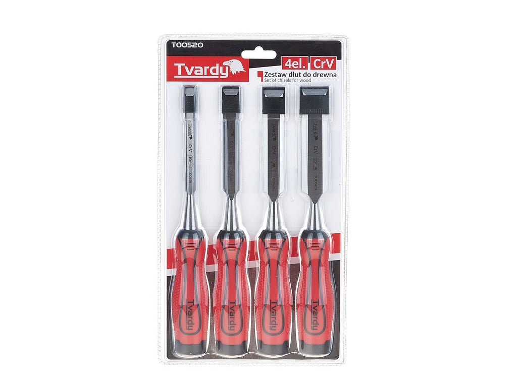 Set of CrV Flat Chisels for Wood, 4 pcs, 10-25 mm