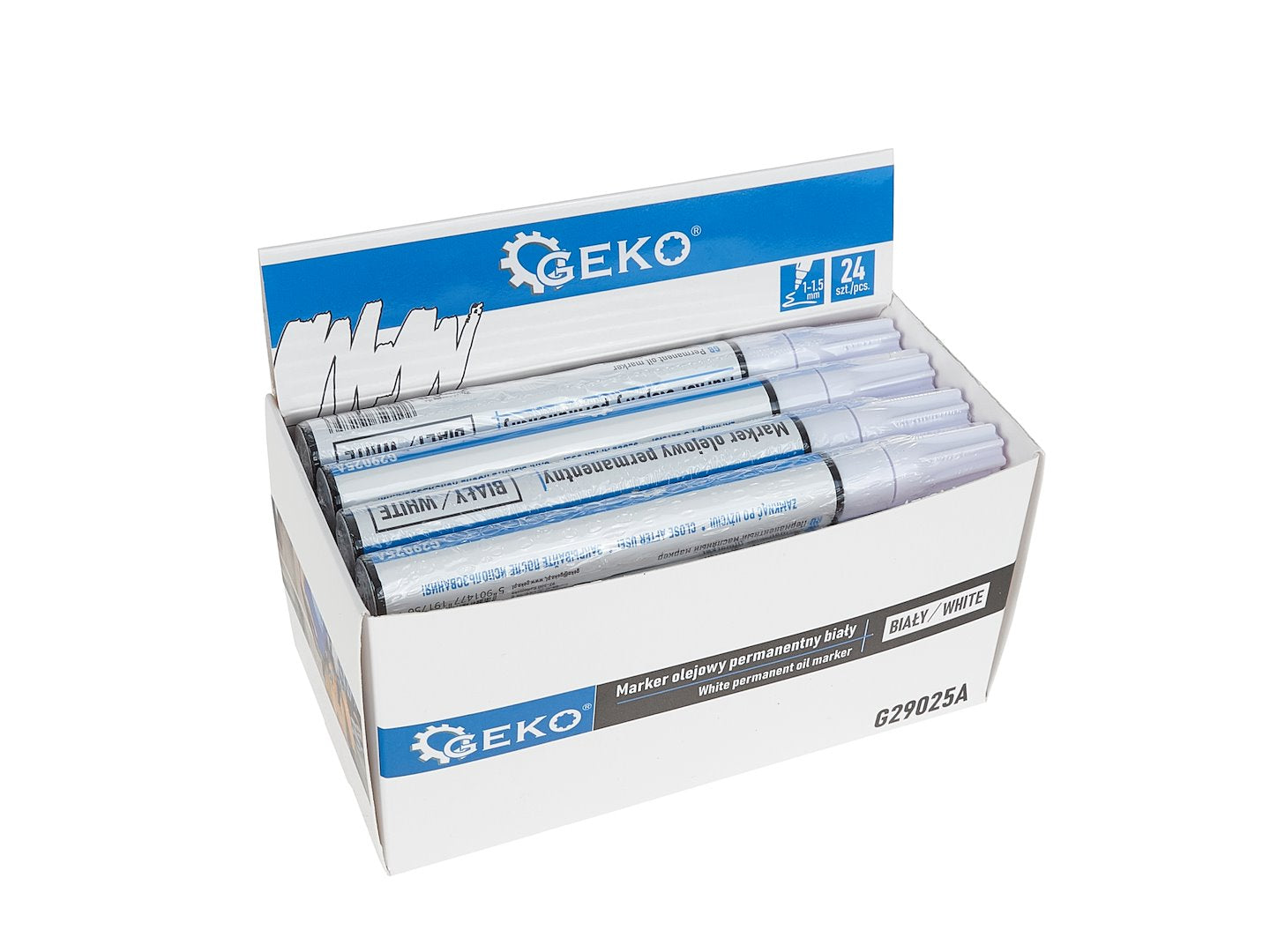 White permanent oil marker – display box – Pack of 24