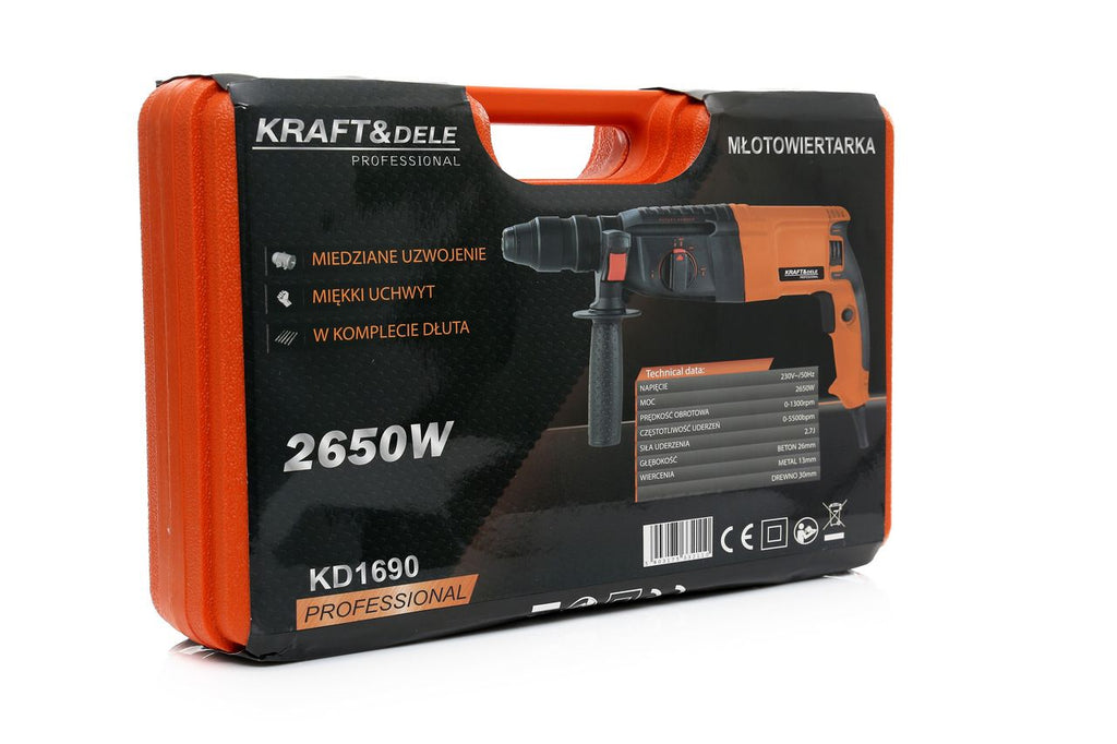 Pöördlöögiga haamer 2650W + lisapea KD1690