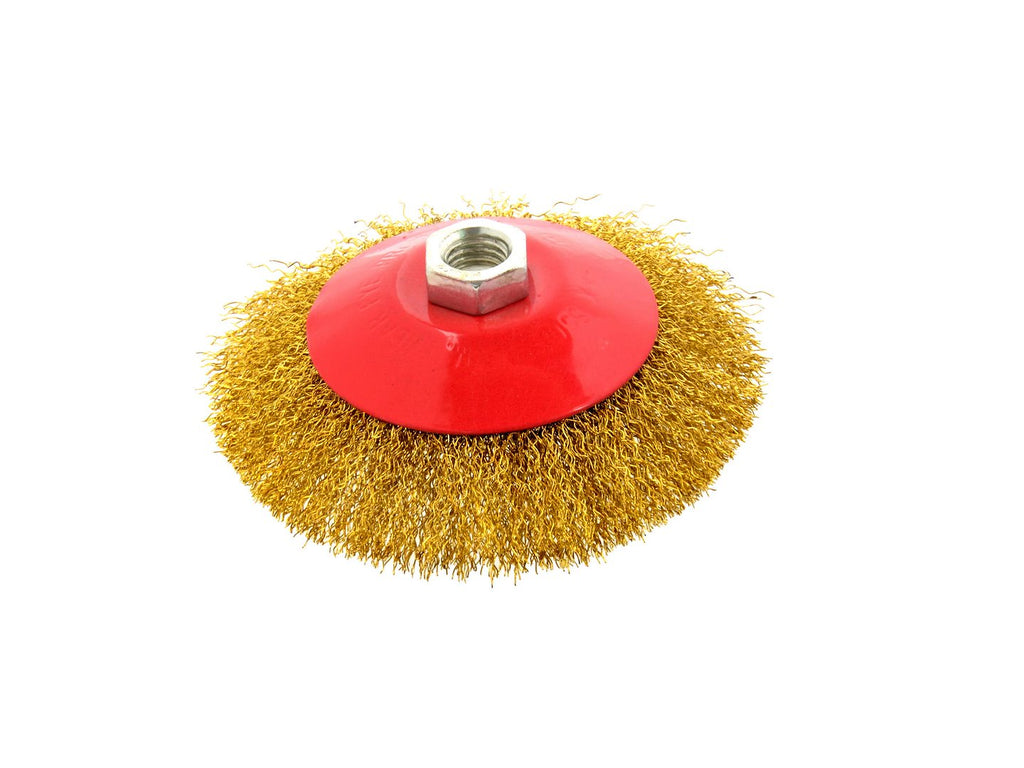Brass-Coated Steel Crimped Wire Wheel Brush, 125 mm, M14 x 2 mm