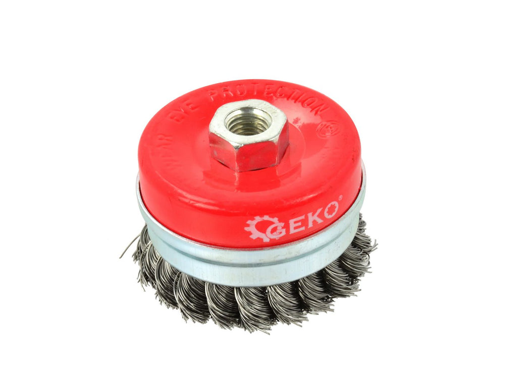 Steel Twisted-Knot Wire Cup Brush, 75 mm, M14 x 2 mm, with Band