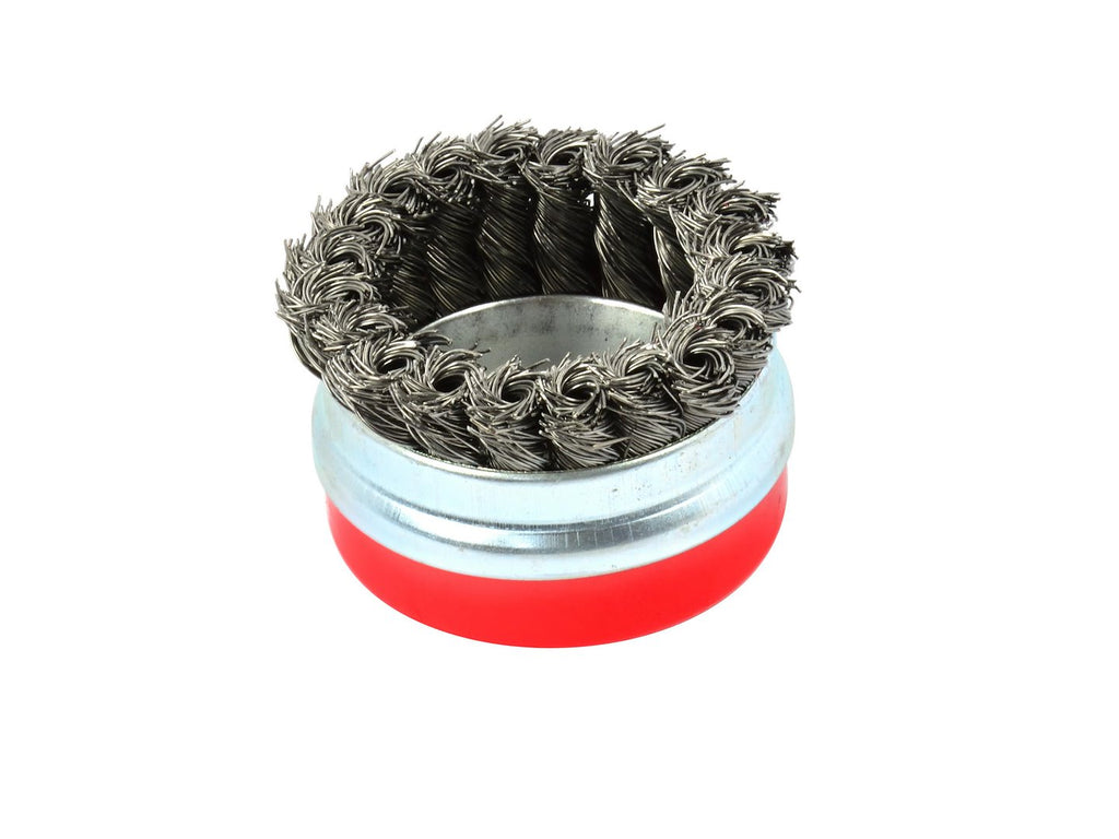 Steel Twisted-Knot Wire Cup Brush, 75 mm, M14 x 2 mm, with Band