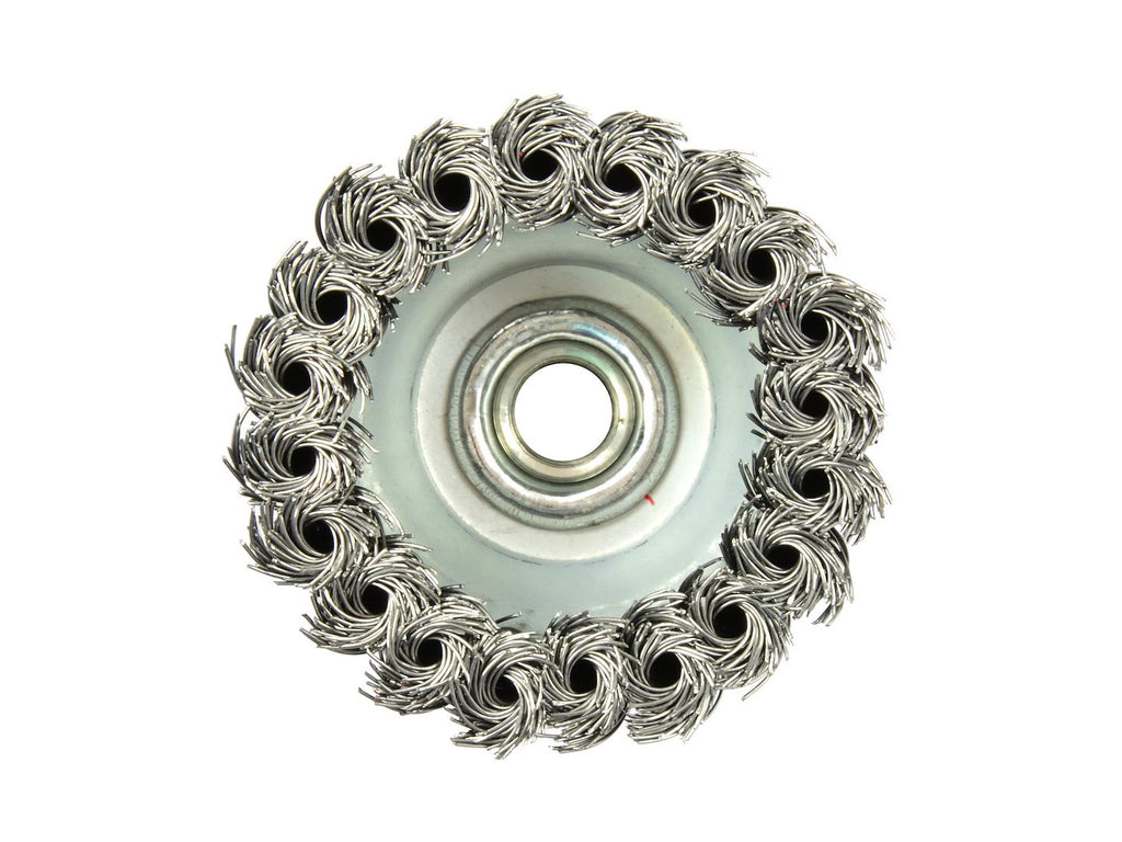Steel Twisted-Knot Wire Cup Brush, 75 mm, M14 x 2 mm, with Band