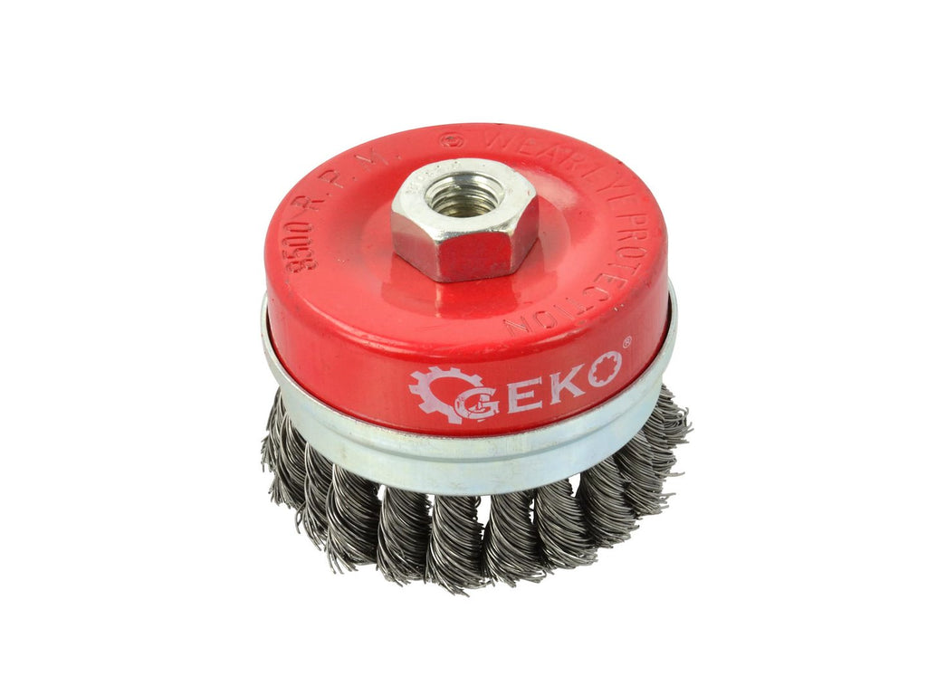 Steel Twisted-Knot Wire Cup Brush, 100 mm, M14 Thread, with Band