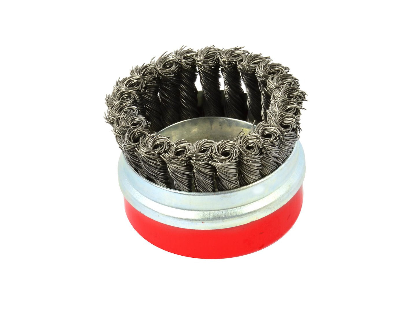 Steel Twisted-Knot Wire Cup Brush, 100 mm, M14 Thread, with Band