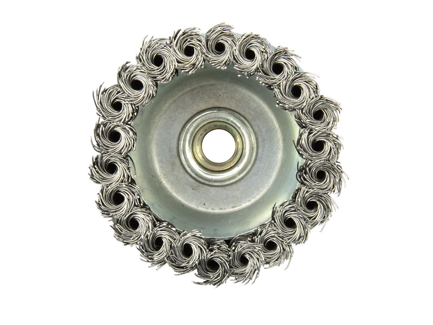 Steel Twisted-Knot Wire Cup Brush, 100 mm, M14 Thread, with Band