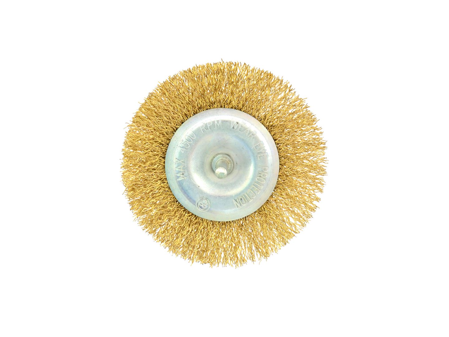 Brass-Coated Crimped Wire Wheel Brush, 100 mm, 6 mm Shaft