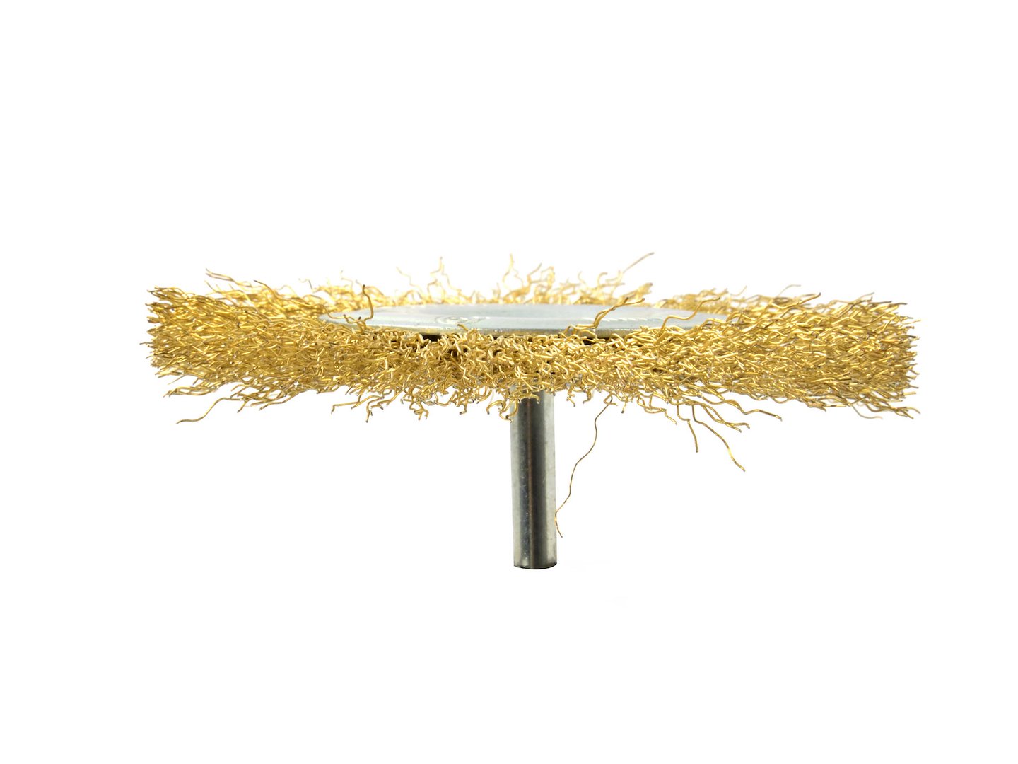 Brass-Coated Crimped Wire Wheel Brush, 100 mm, 6 mm Shaft