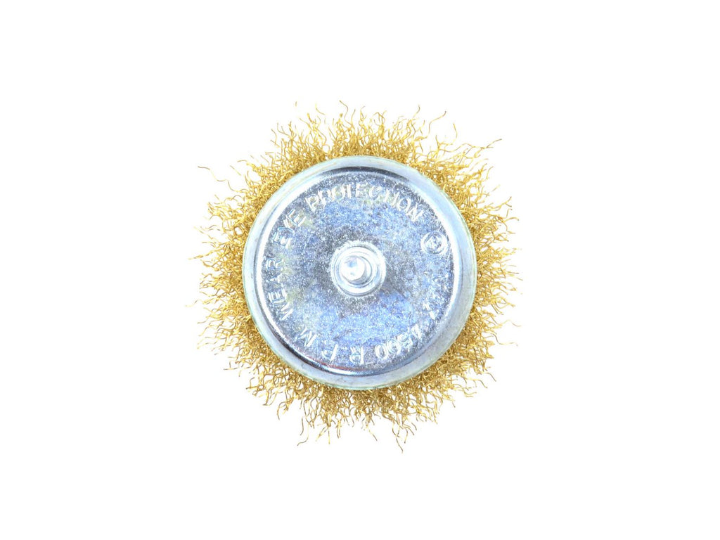 Brass-Coated Steel Wire Cup Brush, 75 mm, 6 mm Shank