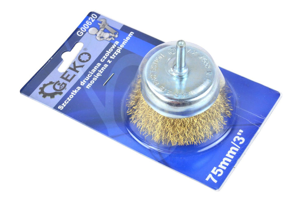 Brass-Coated Steel Wire Cup Brush, 75 mm, 6 mm Shank