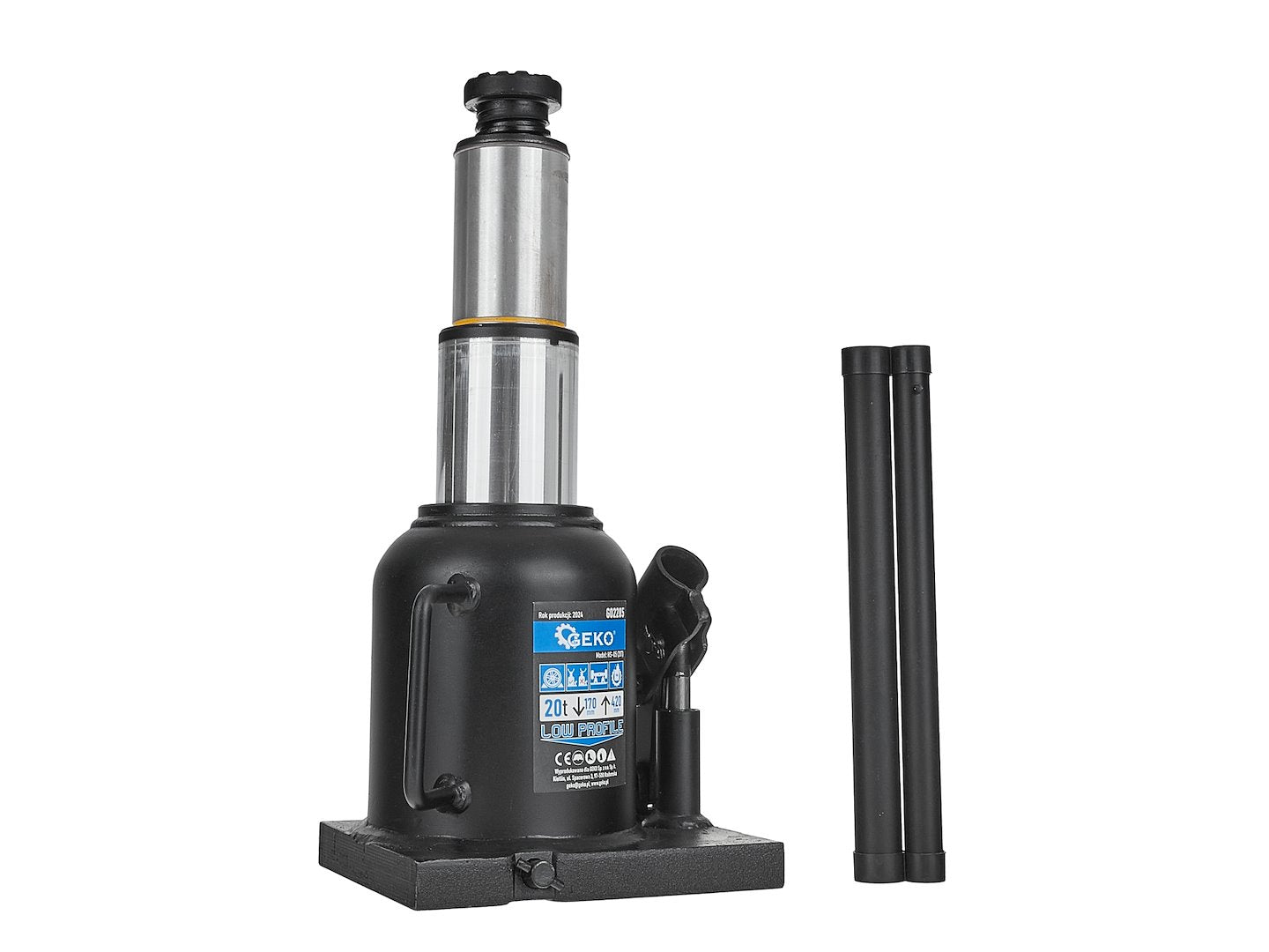 Double-Ram Welded Bottle Jack, Low Profile, 20T