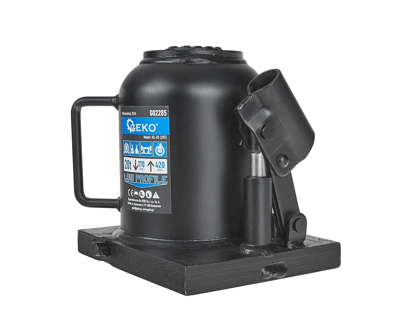 Double-Ram Welded Bottle Jack, Low Profile, 20T
